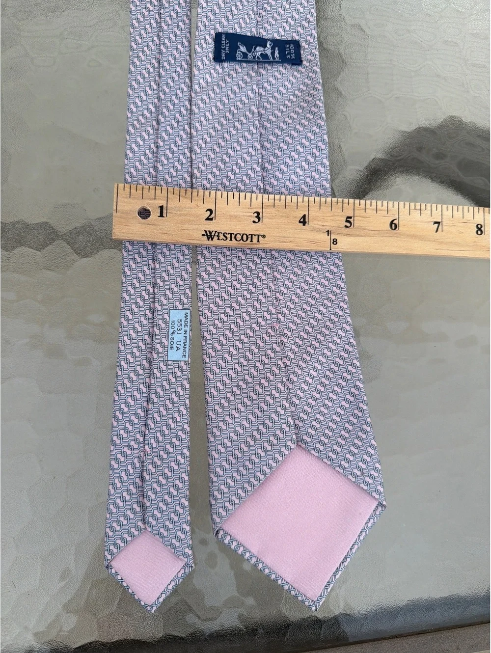 Hermès Men's Silk Tie 5531 UA Geometric Print Made in France Vintage Necktie